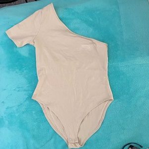 One shoulder nude body suit